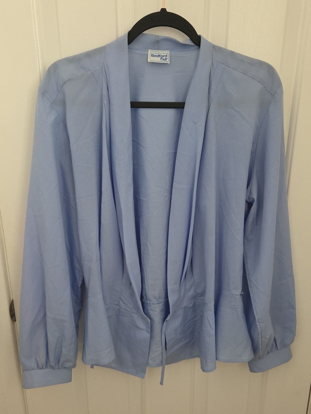 BedFord Fair Light Blue Open-Front Draped Jacket size 14